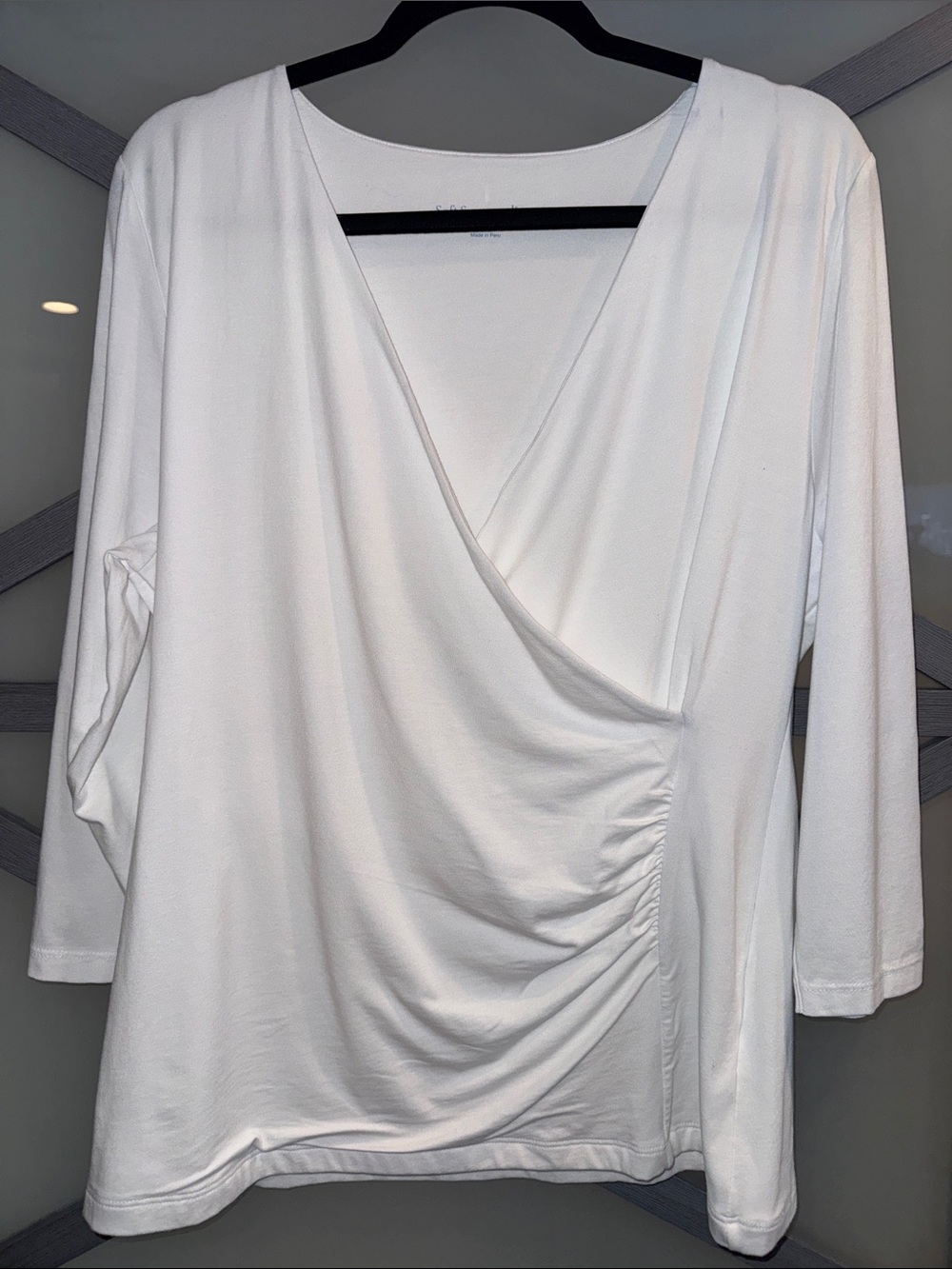 Soft Surroundings White Wrap-Style 3/4 Sleeve Tunic